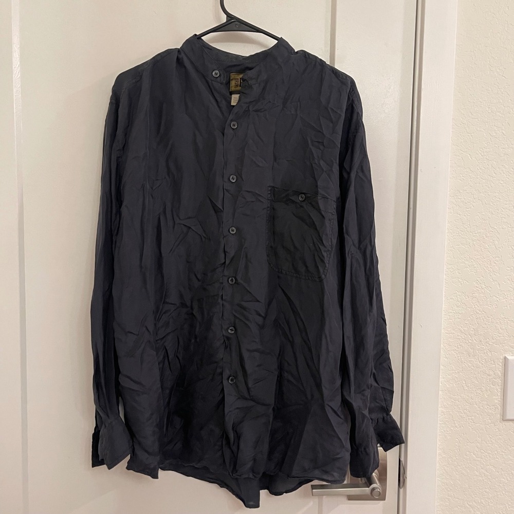 Bruno Silk Black Men's Button Up Italian Luxury Minimalist Business